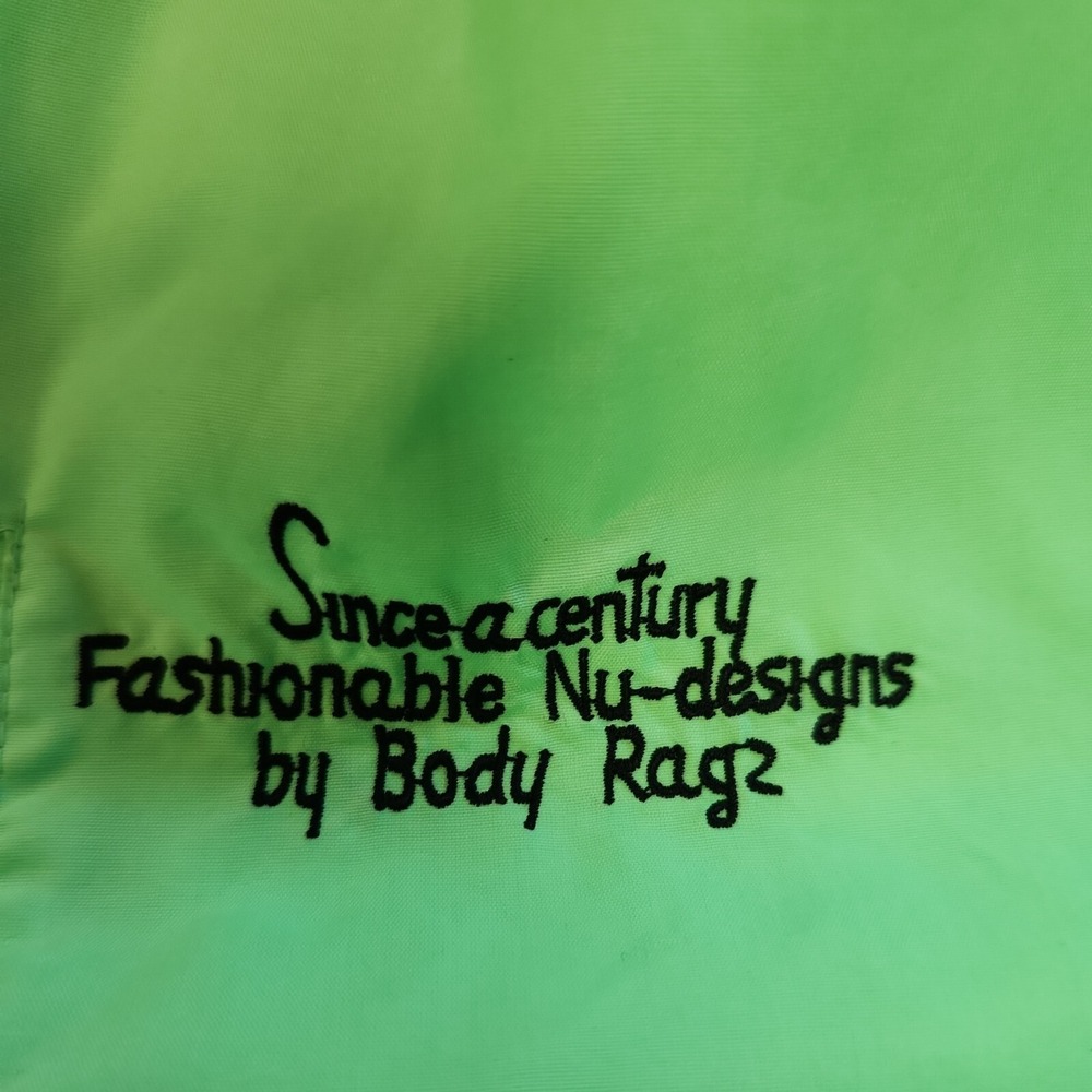 Body Ragz Vintage Neon Green Pastel Windbreaker Size XL 80s Y2K Gathered sleeve - Picture 9 of 9